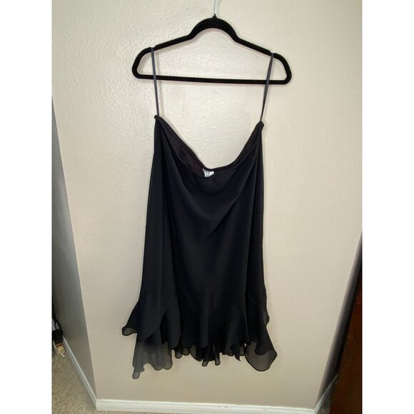 J.B.S. Womens Black Chiffon Ruffle Hem Skirt 2X Lightweight Polyester Midi - Picture 1 of 7